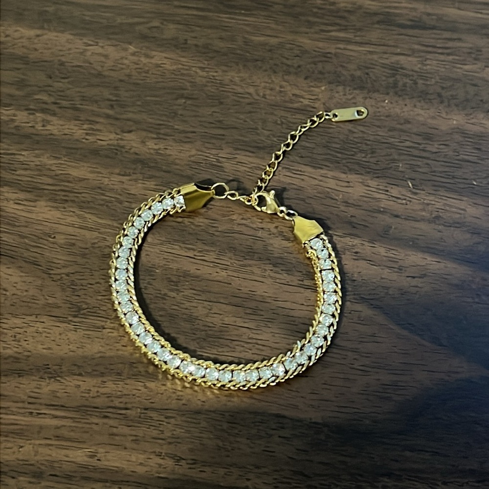 gold plated stainless steel stone bracelet - Picture 4 of 4